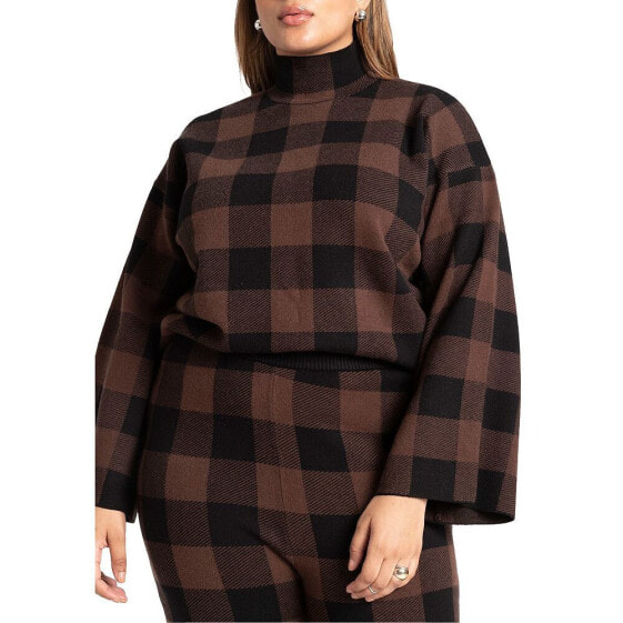 Plus Size Mock Neck Intarsia Sweater