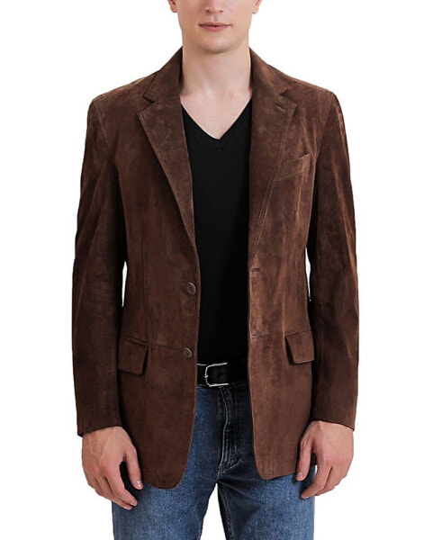 Men Grant 2-Button Suede Leather Blazer