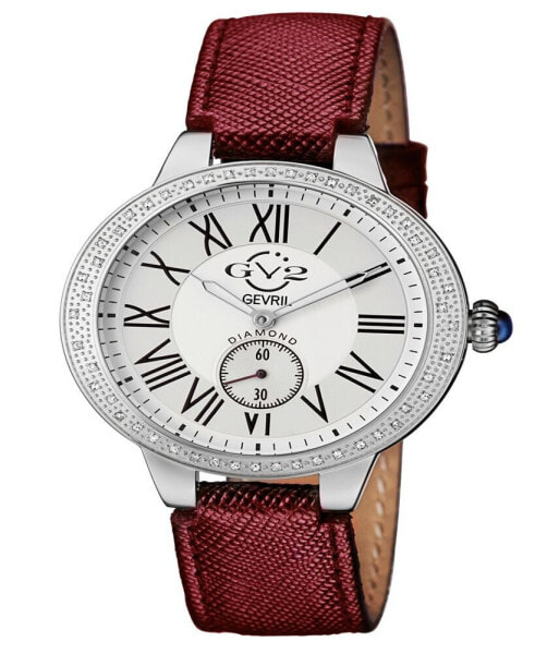 Women's Astor Swiss Quartz Burgundy Genuine Leather Strap Watch 40mm