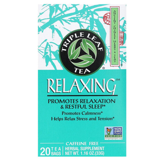 Triple Leaf Tea, Relaxing, без кофеина, 20 чайных пакетиков, 33 г (1,16 унции)