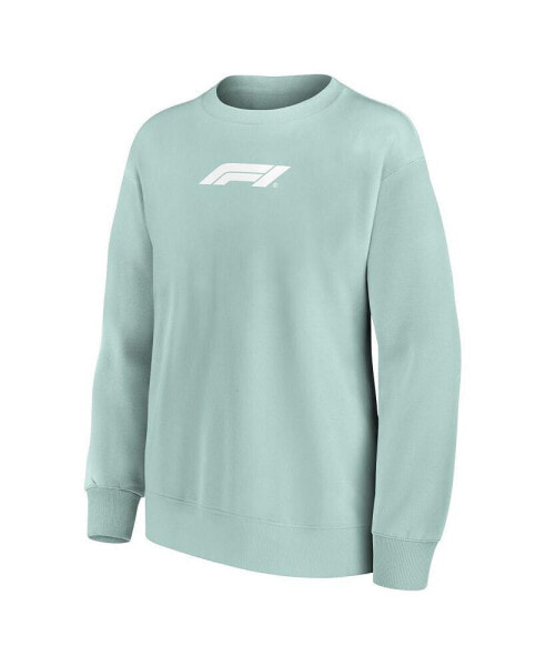 Women's Green Formula 1 Merchandise Mono Crest Fleece Pullover Sweatshirt
