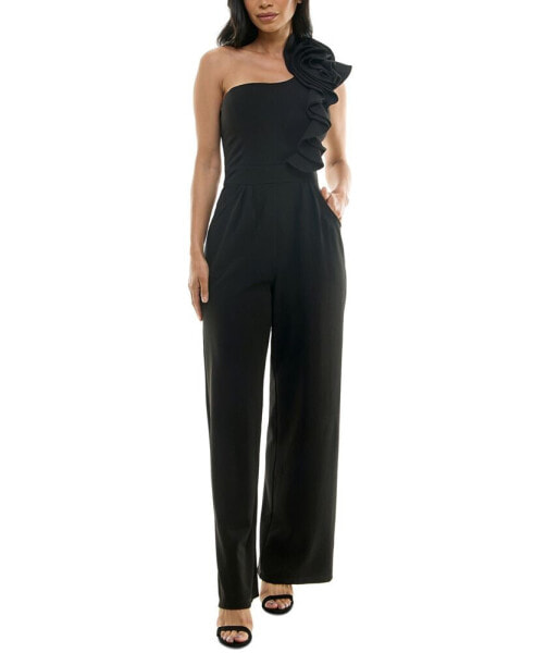 Women's Asymmetric-Neck One-Shoulder Ruffle Jumpsuit