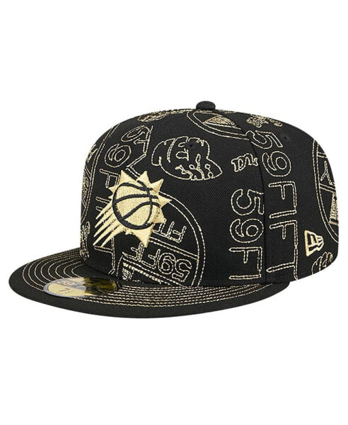 Men's Black Phoenix Suns 59FIFTY Day Allover Print Stencil Fitted Hat