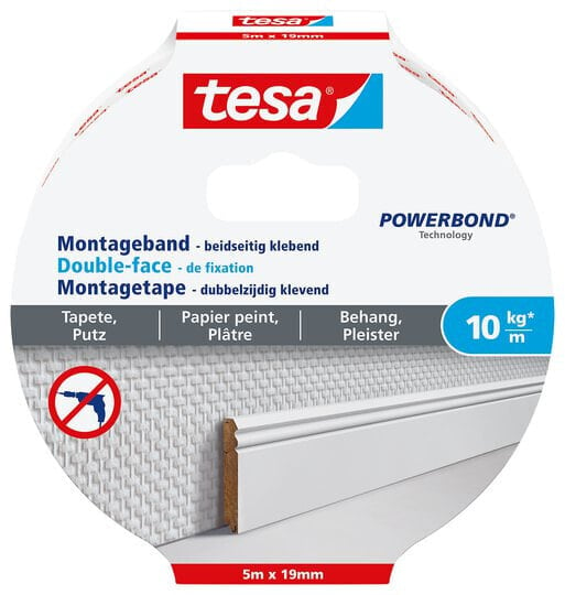 Tesa 77743-00000 - Montageband - Weiß - 5 m - Indoor - Papier - 0,1 kg/cm