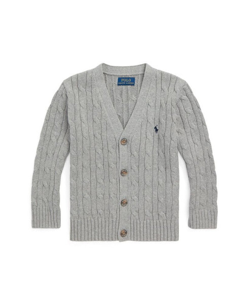 Toddler and Little Boys Cable-Knit Cotton V-Neck Cardigan Sweater