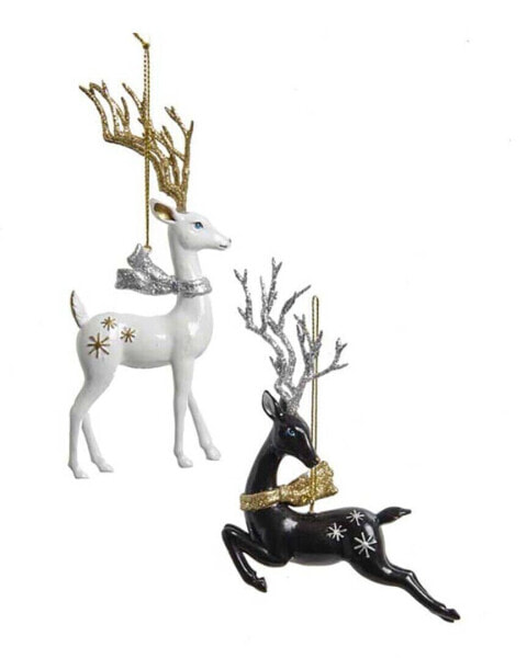 Kurt Adler 6In Deer Christmas Ornaments (2 Assorted) Multicolor