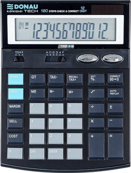 Kalkulator Donau Kalkulator biurowy DONAU TECH, 12-cyfr. wyświetlacz, wym. 186x142x39 mm, czarny