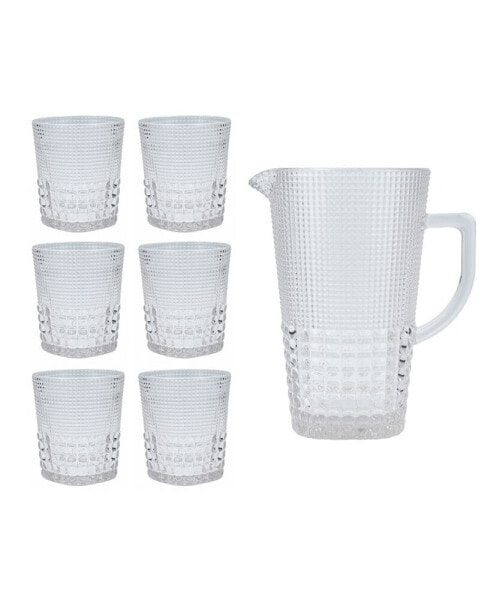 Malcolm Clear Pitcher 50.7 oz, DOF (double old fashioned) 11.5 oz, Set of 7