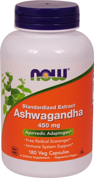 NOW Foods, стандартизованный экстракт ашвагандхи, 450 мг, 180 растительных капсул