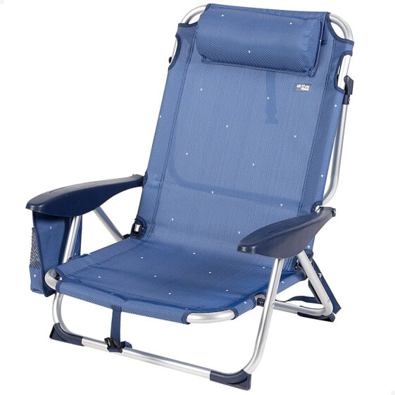 Пляжное кресло AKTIVE Beach And Loss с антивертелем 5 положений с подушкой и карманом