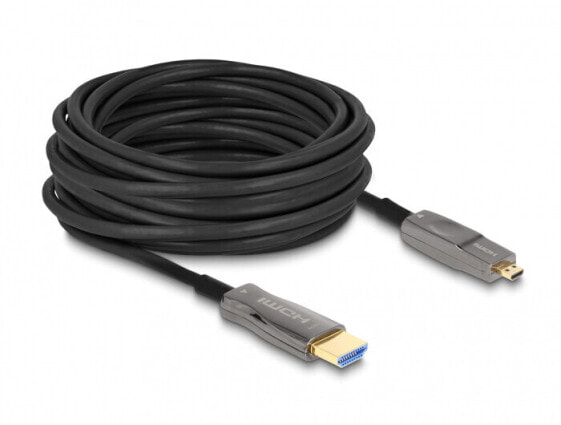 Кабель HDMI Delock 86006 - 15 метров - HDMI Type A (Standard) - HDMI Type D (Micro) - 48 Гбит/с - черный - серый