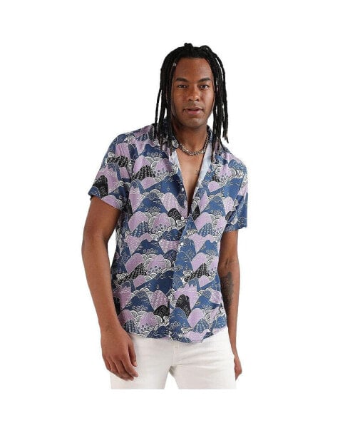 Men's EcoLiva Blue & Lavender Contrast Landscape Shirt