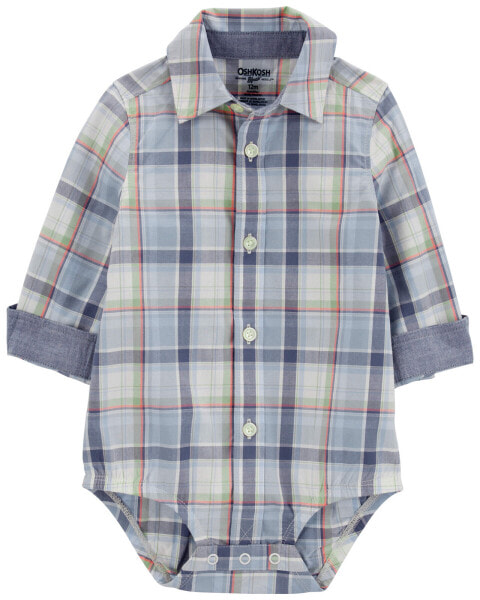 Baby Plaid Button-Front Bodysuit 18M