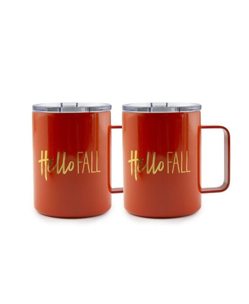 16 oz "Hello Fall" Insulated Coffee Mugs Set, 2 Piece