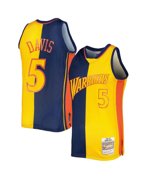 Men's Baron Davis Navy, Gold Golden State Warriors Hardwood Classics 2006-07 Split Swingman Jersey