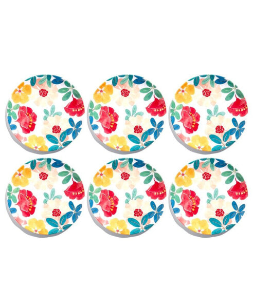Тарелки для салата "Одри" с цветочным узором TarHong, комплект из 6 штук, сервировка для 6 лиц