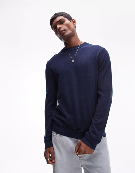 Topman essential crew neck in navy