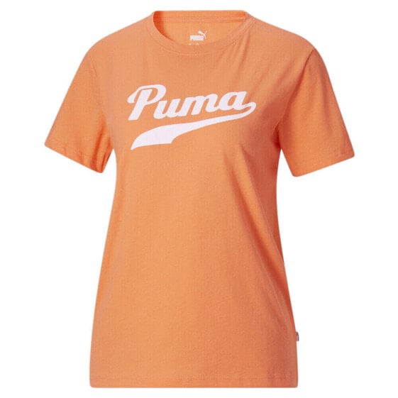 Puma Tailsweep Logo Crew Neck Short Sleeve T-Shirt Womens Orange Casual Tops 678