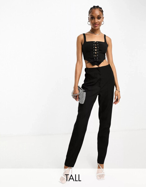 Extro & Vert Tall highwaisted tailored trousers in black