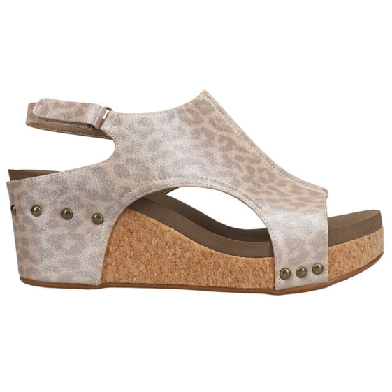 Corkys Carley Leopard Wedge Womens Size 10 B Casual Sandals 30-5316-TANMELP