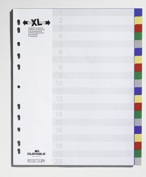 Durable 6759 - Blank tab index - Polypropylene (PP) - Multicolour - Portrait - A4 - 245 mm