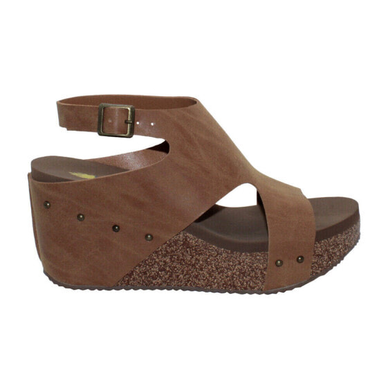 Volatile Poolside Ankle Strap Wedge Womens Brown Casual Sandals PV1010-282