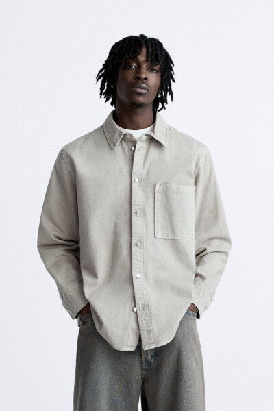 Overshirt with contrast topstitching