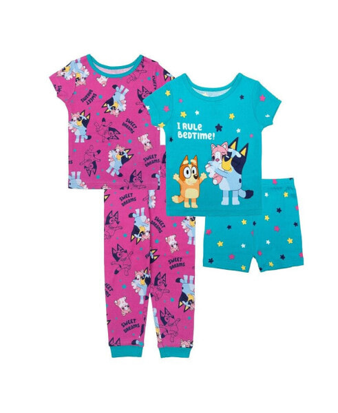 Toddler Girls Crewneck Pajama Set, 4 Pc