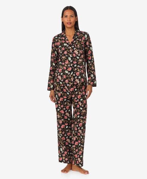 Long Sleeve Notch Collar Pant Pajama Set