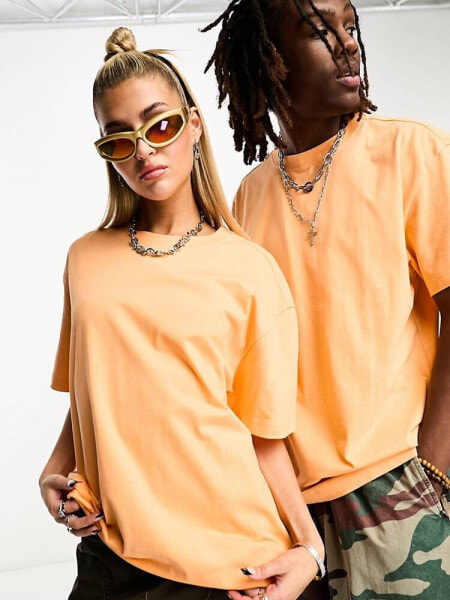 Weekday Unisex oversized t-shirt in orange exclusive to ASOS