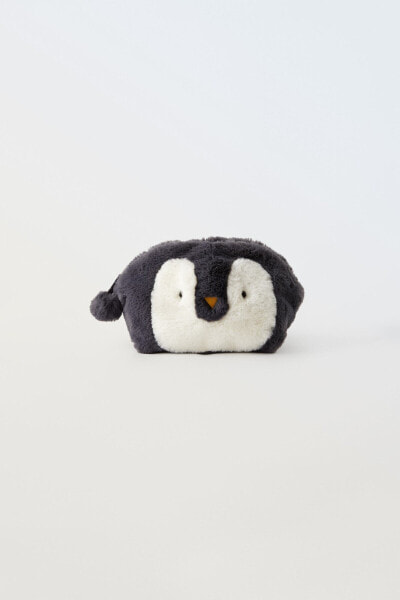 Faux fur penguin toiletry bag