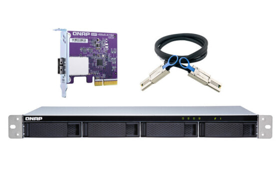 QNAP TL-R400S - HDD/SSD enclosure - 2.5/3.5" - Serial ATA III - 6 Gbit/s - Hot-swap - Black - Grey