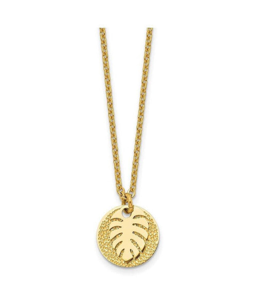 Yellow IP-plated Circle Leaf Pendant 27.5 inch Cable Chain