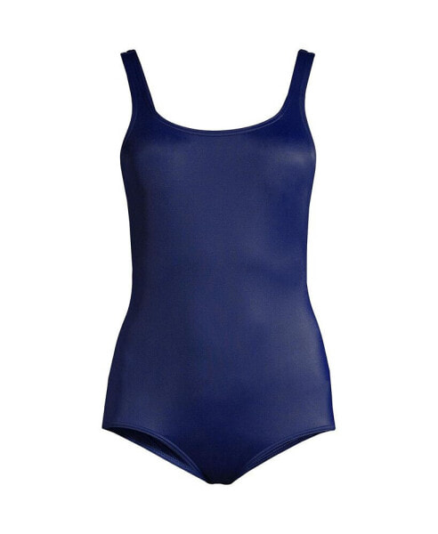 Women's Scoop Neck Soft Cup Tugless Sporty One Piece Swimsuit