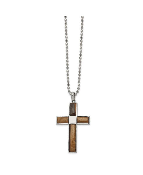 Chisel tiger's Eye Cross Pendant Ball Chain Necklace