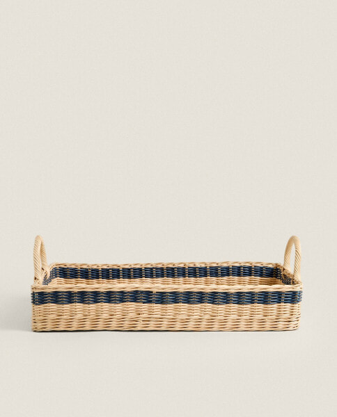 Корзина для хранения "Rattan tray with coloured stripe" от ZARAHOME