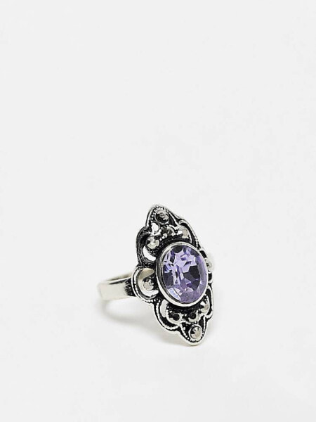 Reclaimed Vintage stone antique ring in silver