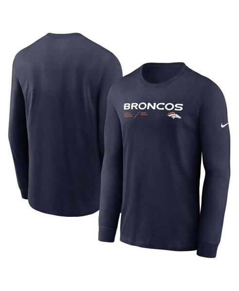 Men's Navy Denver Broncos Infograph Lock Up Performance Long Sleeve T-shirt