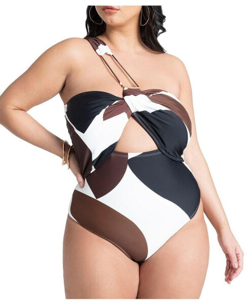 Plus Size String One Shoulder With Front Cut-Out