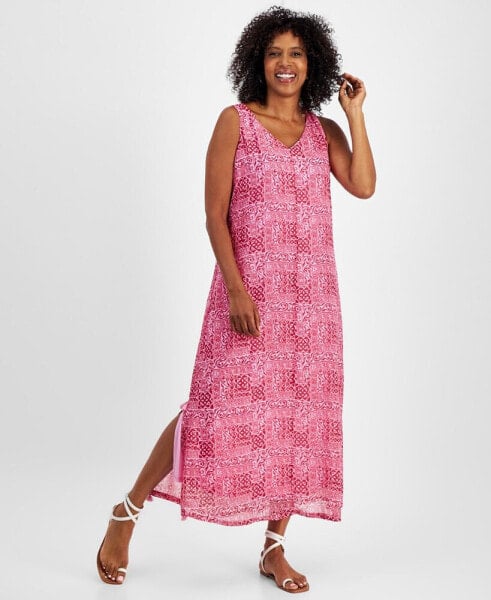 Women's Printed Tassel-Trim Maxi Dress, Created for Macy's