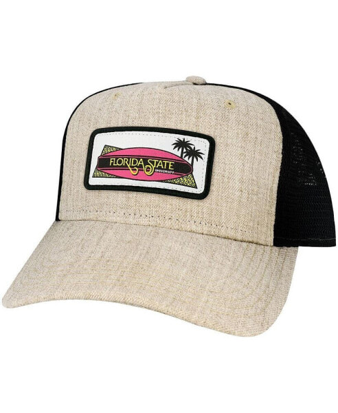 Men's Tan Florida State Seminoles Beach Club Roadie Trucker Snapback Adjustable Hat