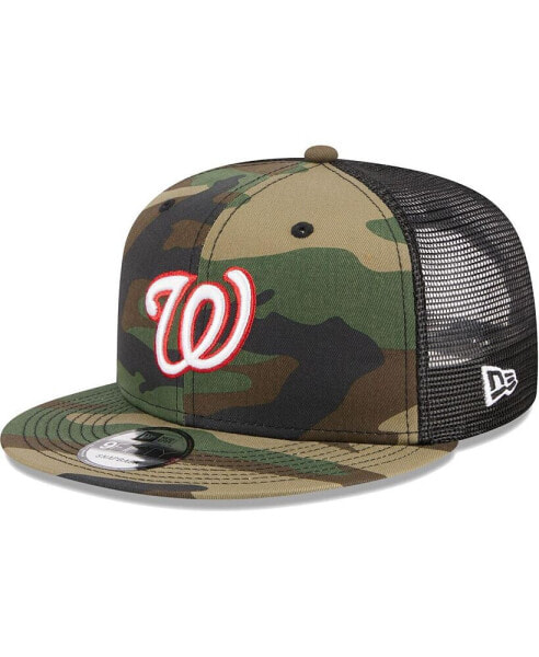 Men's Camo Washington Nationals Woodland Camo Trucker 9FIFTY Snapback Hat