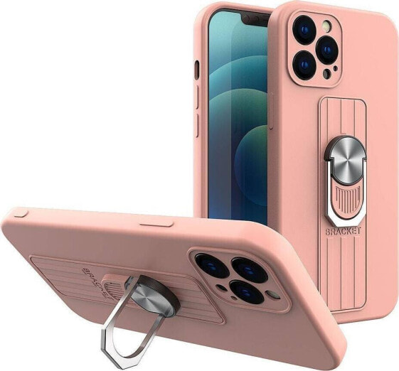 Hurtel ETUI Ring Case silikonowe etui z uchwytem na palec i podstawką do Xiaomi Poco M4 Pro 5G różowy CASE