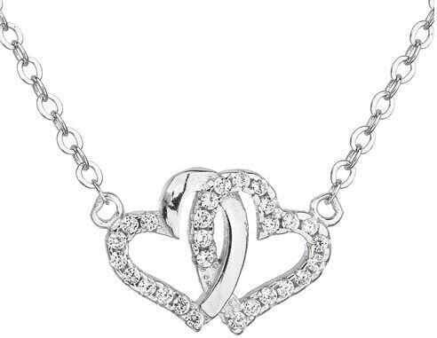 Серебряное белое ожерелье в форме сердца 12006.1