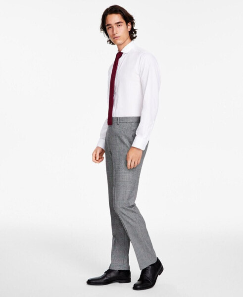 Men's Slim-Fit Black/White Plaid Suit Pants, Created for Macy's