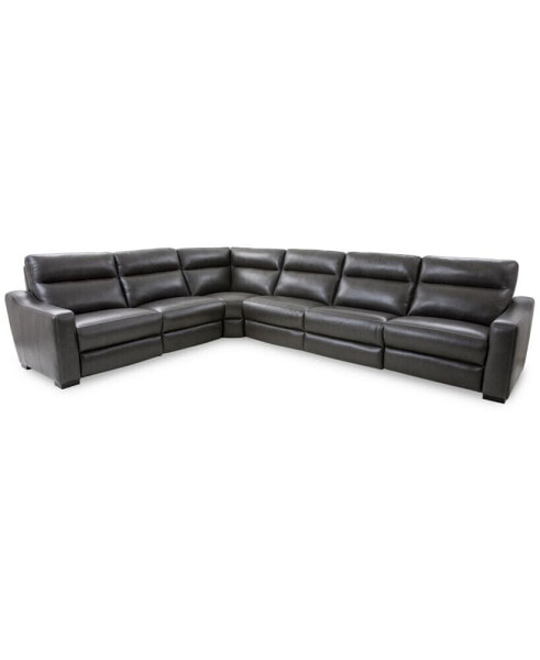 Gabrine 6-Pc. Leather Sectional with 3 Power Headrests, Created for Macy's
