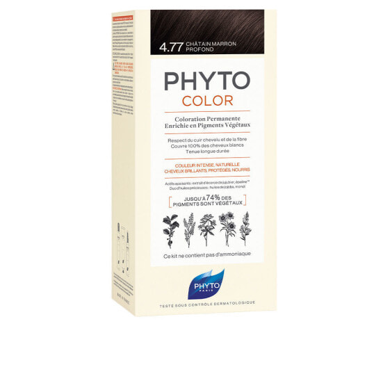 Phyto PhytoColor Permanent Color 4.77 Стойкая краска для волос, с растительными пигментами, оттенок глубокий каштановый