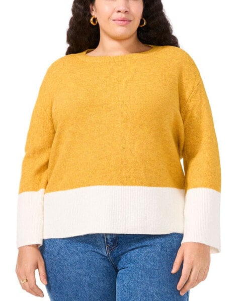 Plus Size Colorblocked Crewneck Sweater