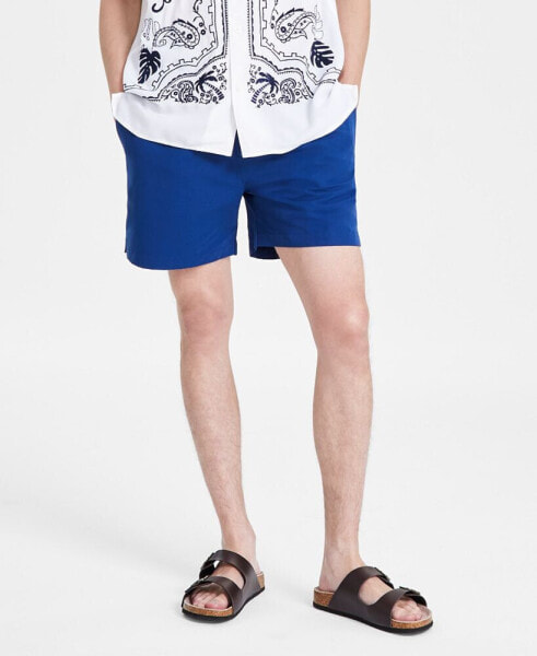 Men's Regular-Fit Solid 5" Drawstring Shorts, Created for Macy's