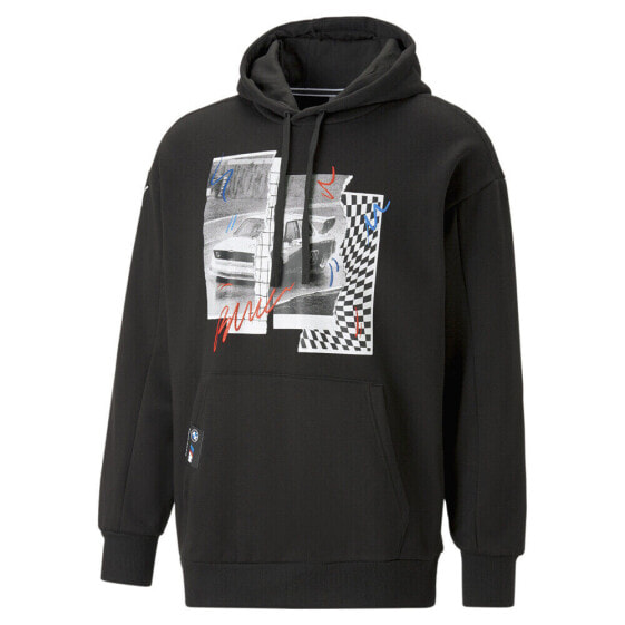 Puma Bmw Mms Graphic Pullover Hoodie Mens Black Casual Outerwear 53813701
